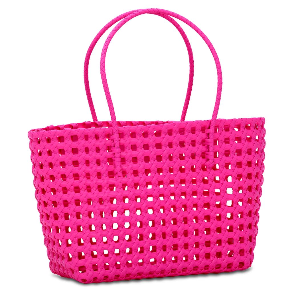 Large Pink Woven Tote Bag