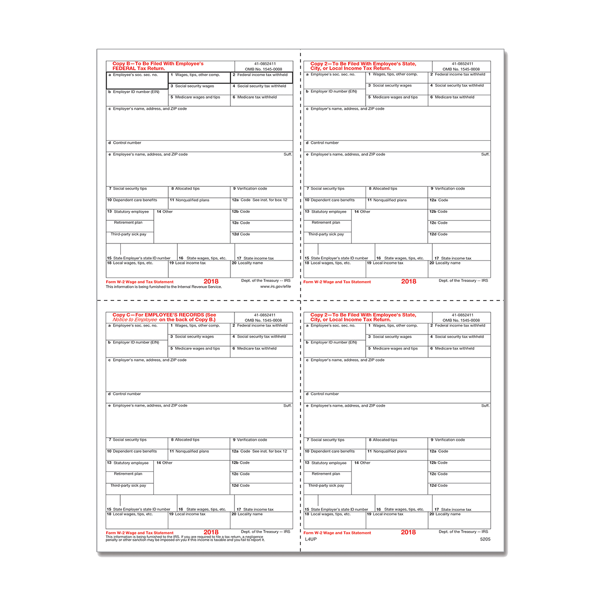 Form w 2 condensed b c 2 2 4up 5205 mines press