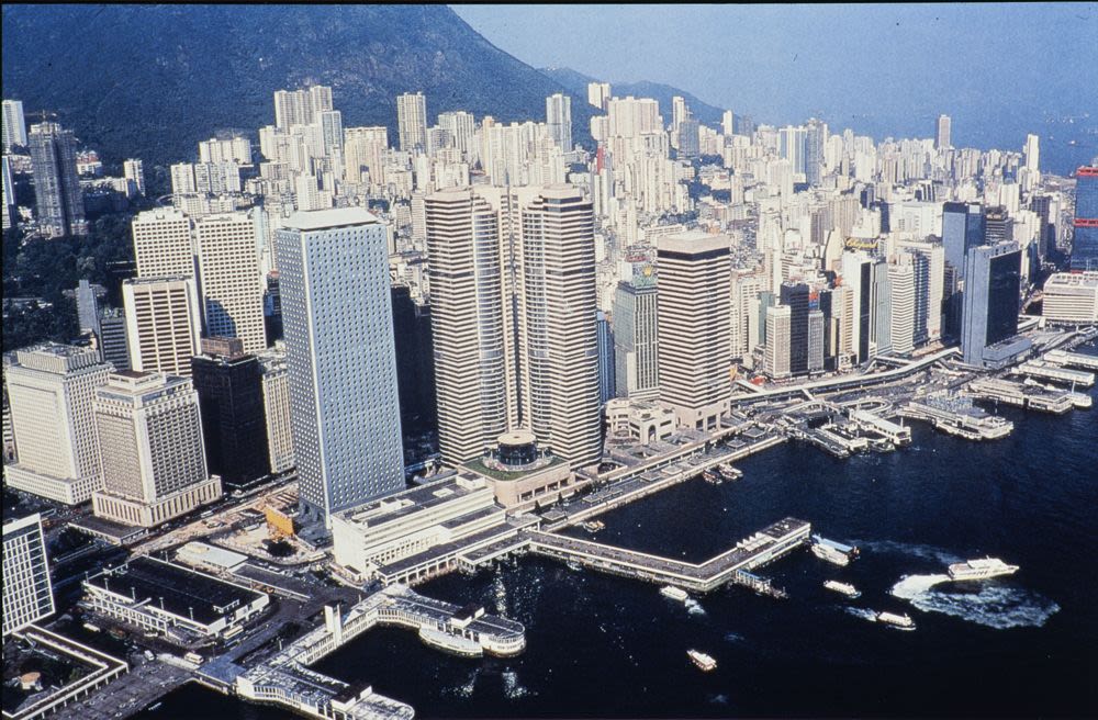 Slide, aerial photograph, Hong Kong skyline