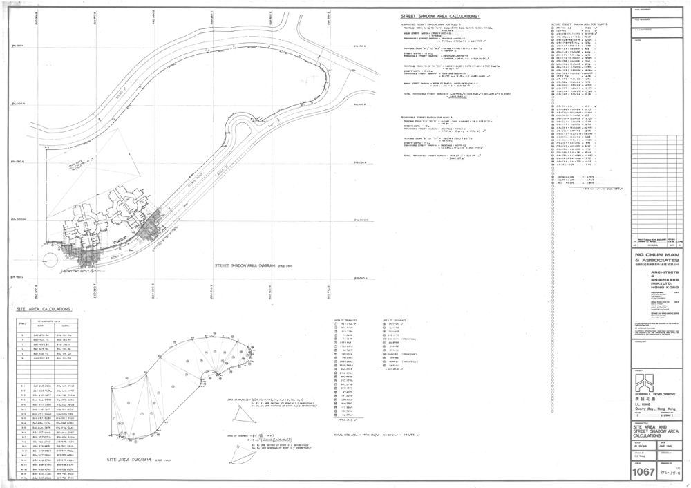 Site area and street shadow area calculations, Kornhill Blocks J(21