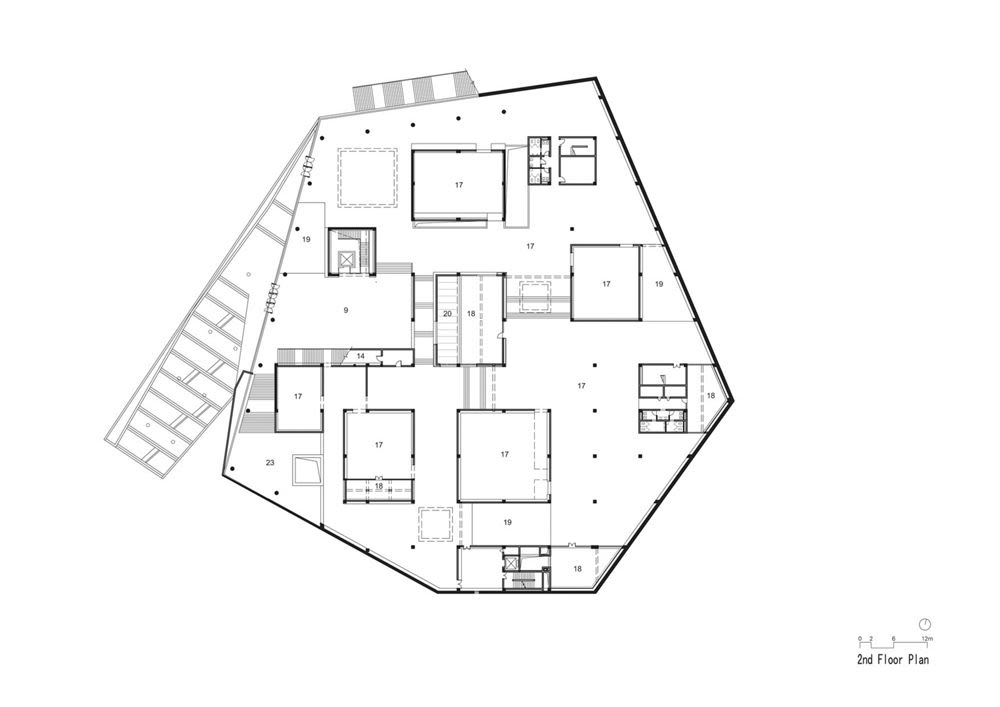 Second floor plan, Dafen Art Museum (2005–2007), Shenzhen, China ([2005 ...