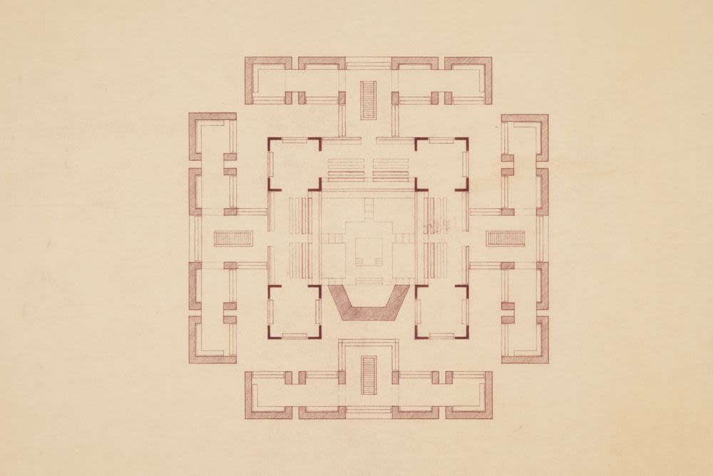 [Mezzanine] floor plan, first proposal for Hurva synagogue, Jerusalem, Israel