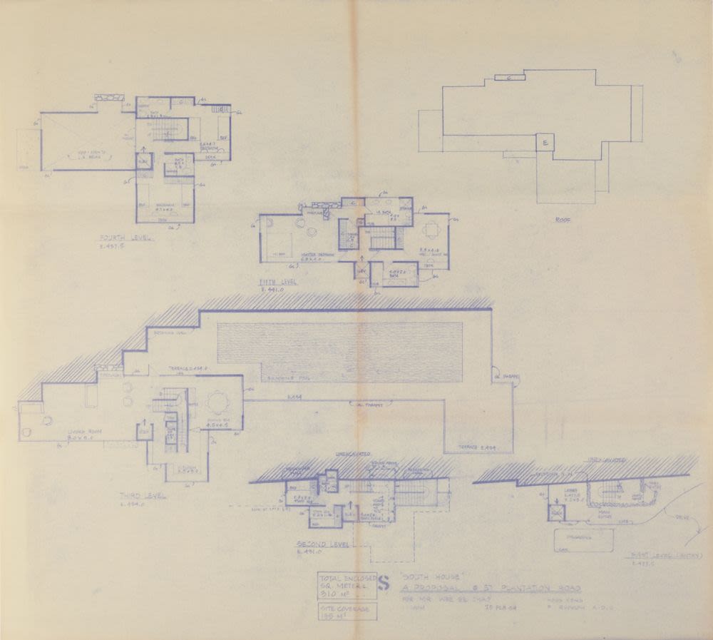 Floor plans, 'South House', proposed residence for Wee Ee Chao ...
