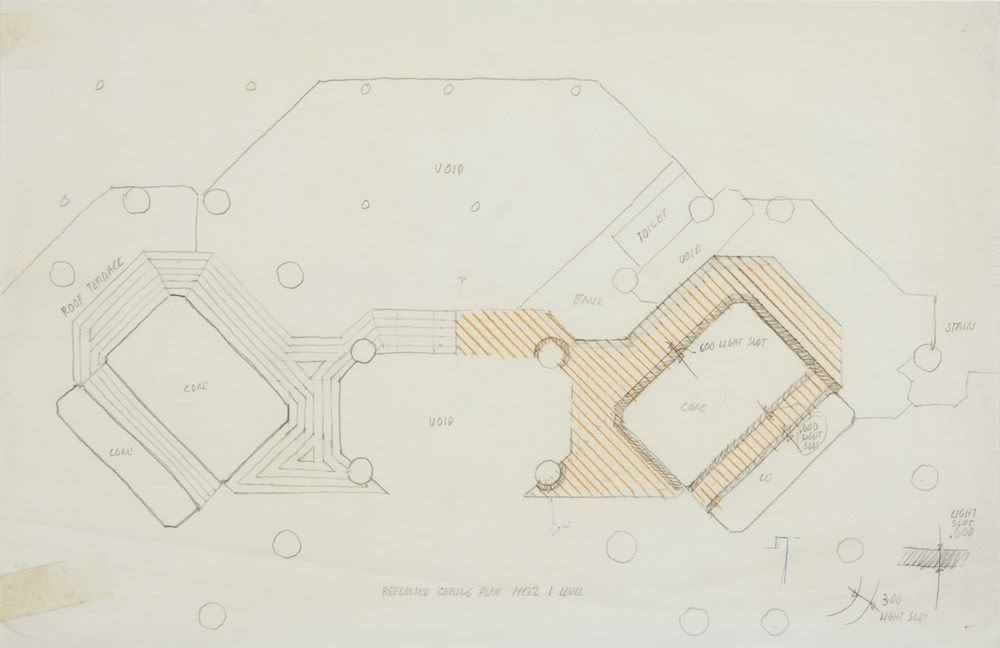 Design sketch, reflected ceiling plan, level 1 mezzanine, Bond Centre ...