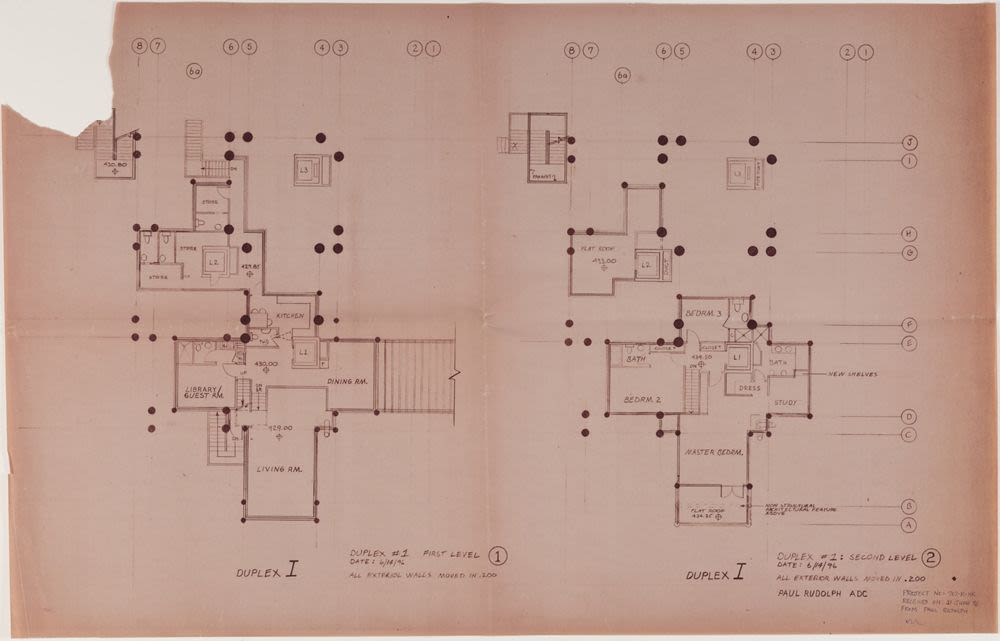 First and second floor plans, Duplex I, proposed residence for Wee Ee ...