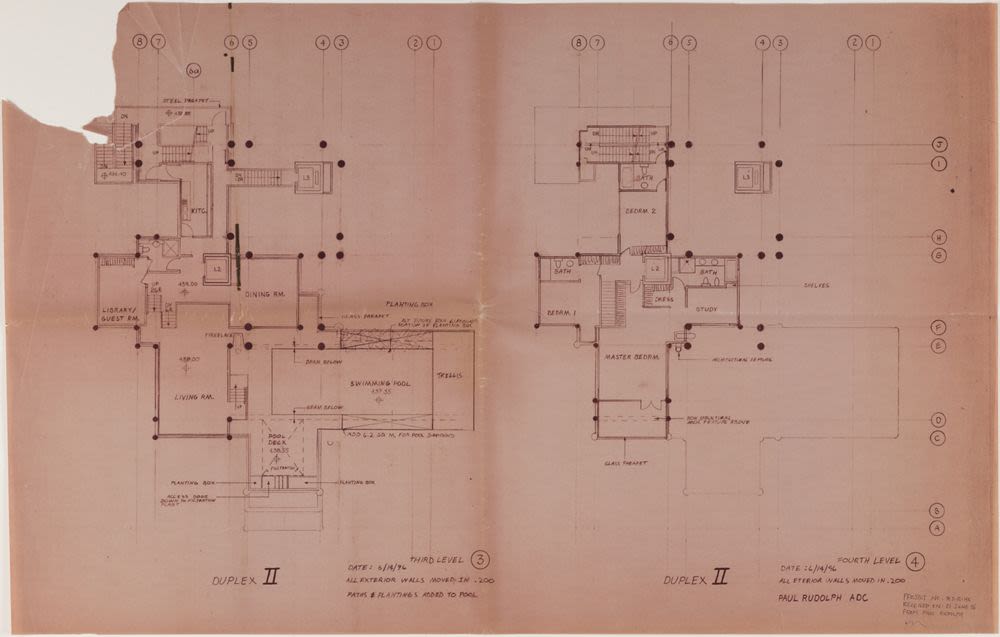 Third and fourth floor plans, Duplex II, proposed residence for Wee Ee ...