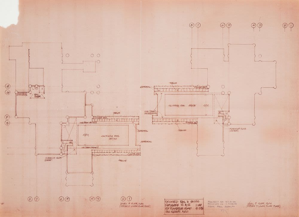Third and fifth floor plans, revised pools and baths of Duplex II and ...