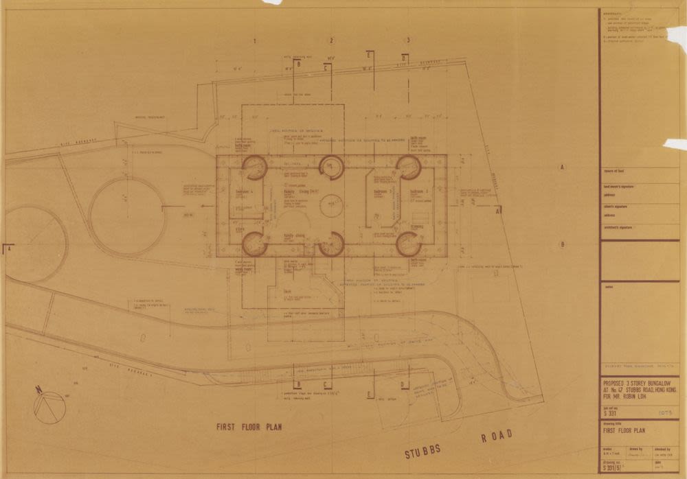 First floor plan, house for Robin Loh (1973), Stubbs Road, Hong Kong ...