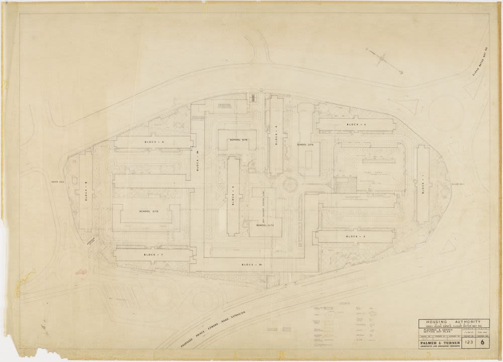 Plan, play area and garden, Choi Hung Estate (1958–1964), Clear Water ...