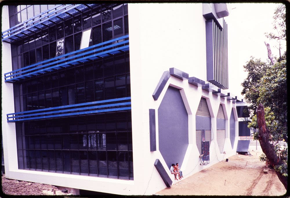 Slide, caterpillar wheel feature on east side, Bank of Asia ...