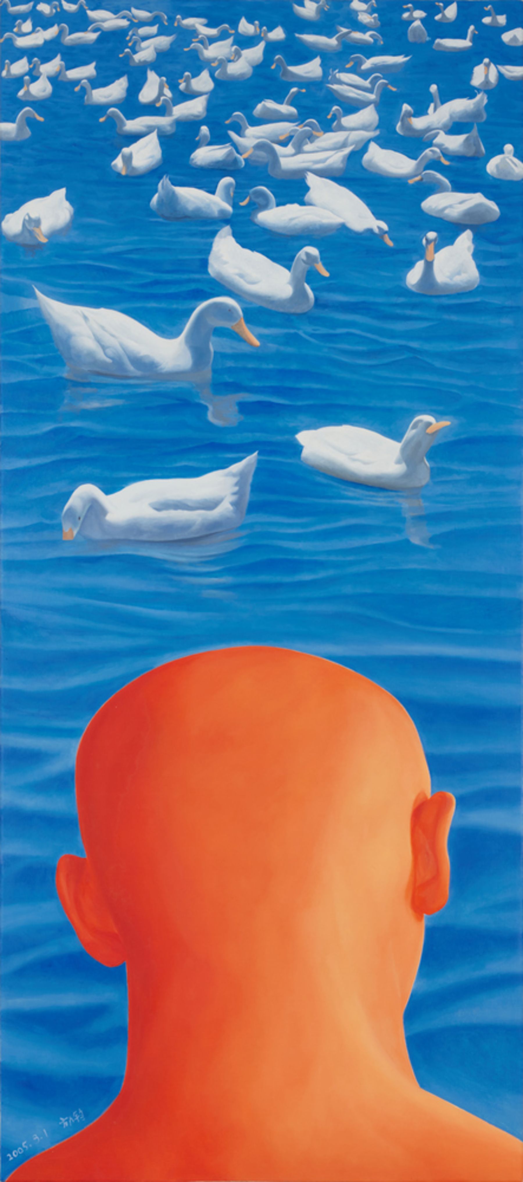 Portrait d’Uli Sigg, Fang Lijun, 2005, huile sur toile