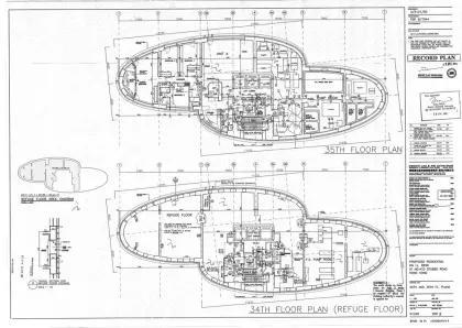 香港跑馬地曉廬（約1998至2003年）三十四樓（隔火層）及三十五樓平面圖