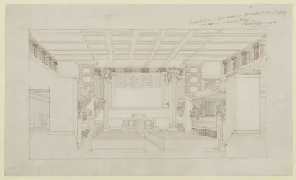 Great Buildings Drawing  Unity Temple