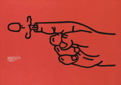 Poster, 'Shigeo Fukuda: Accident' exhibition (1980), Tokyo Poster, 'Shigeo Fukuda: Accident' exhibition (1980), Tokyo
