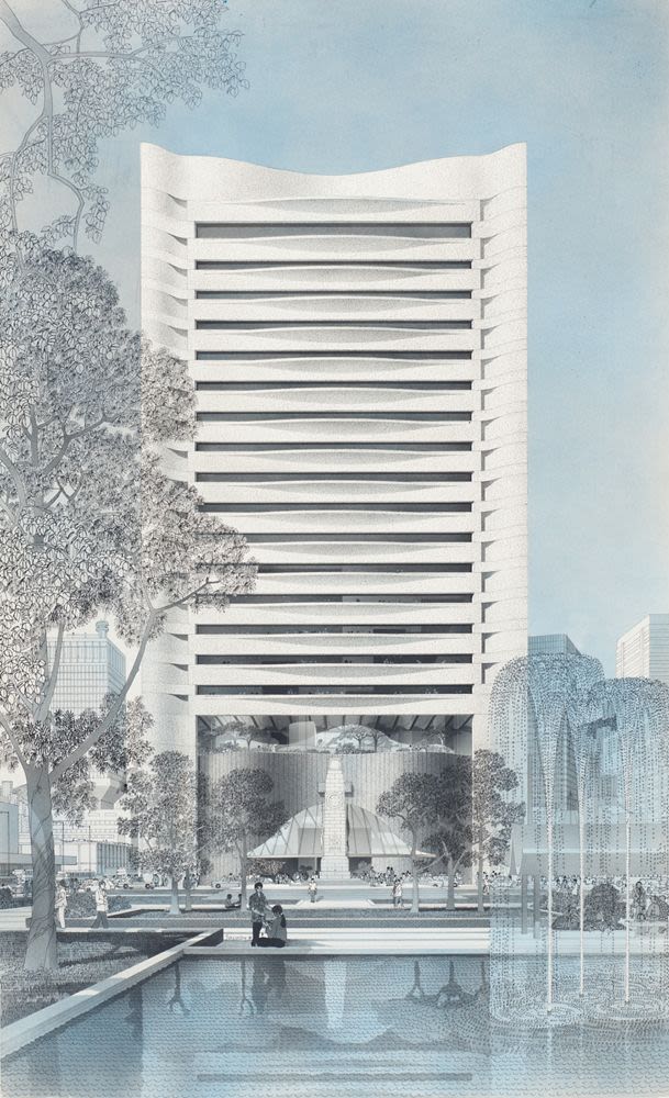 香港中環香港會所大廈（1980至1984年）外部景觀示意圖(1981年3月3日