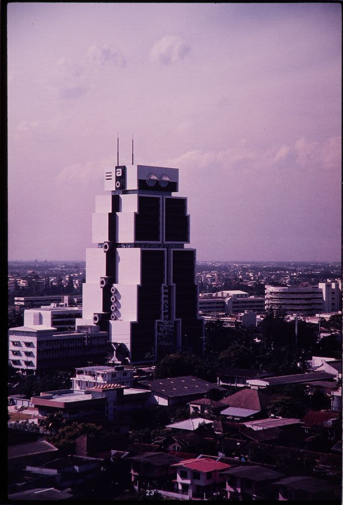 Slides, perspective views from the north-east, Bank of Asia ...
