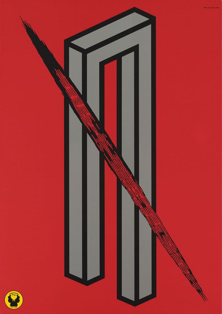 Poster, 'Shigeo Fukuda Exhibition', Kintetsu Ayameike Amusement