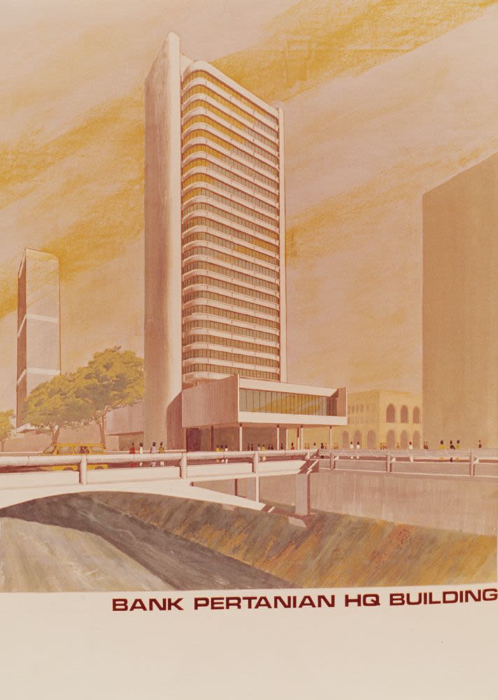 Photograph Rendering Bank Pertanian Agrobank Headquarters Building 1980s Kuala Lumpur Malaysia 1970s 1980s Architects Team 3 Objects M