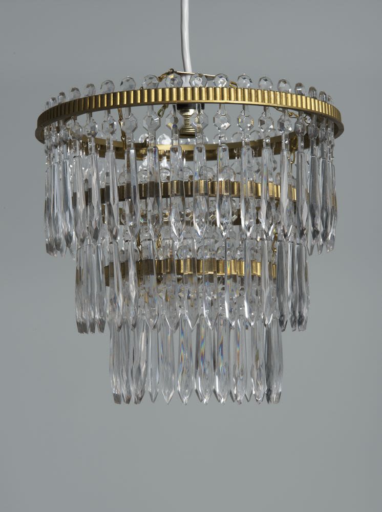 Red A 'Plastic Crystal' chandelier lamp fixture, no. 185 (1960s