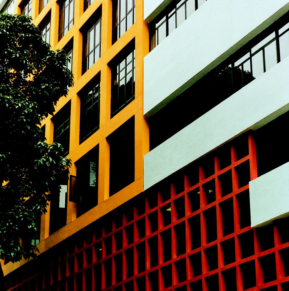 Detail photograph, exterior wall and windows, St. James’ Settlement ...
