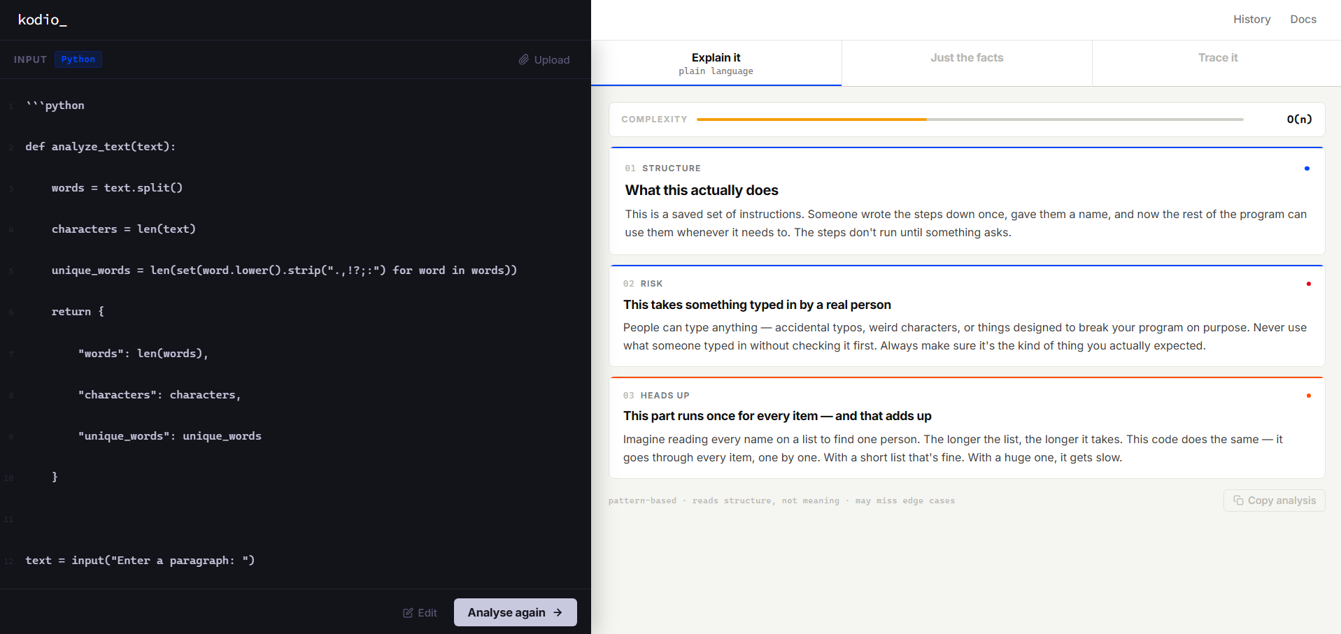 kodio — code reading tool