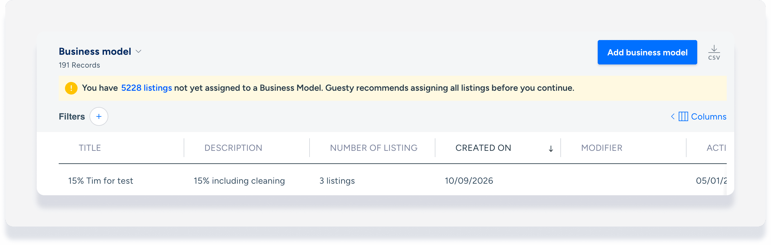 business model homepage for legacy setup
