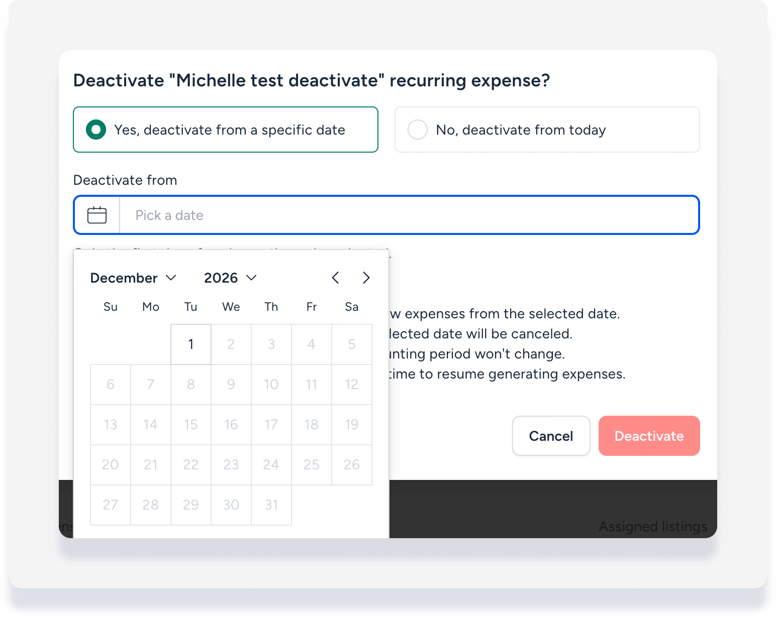 désactiver la règle sélectionner la date