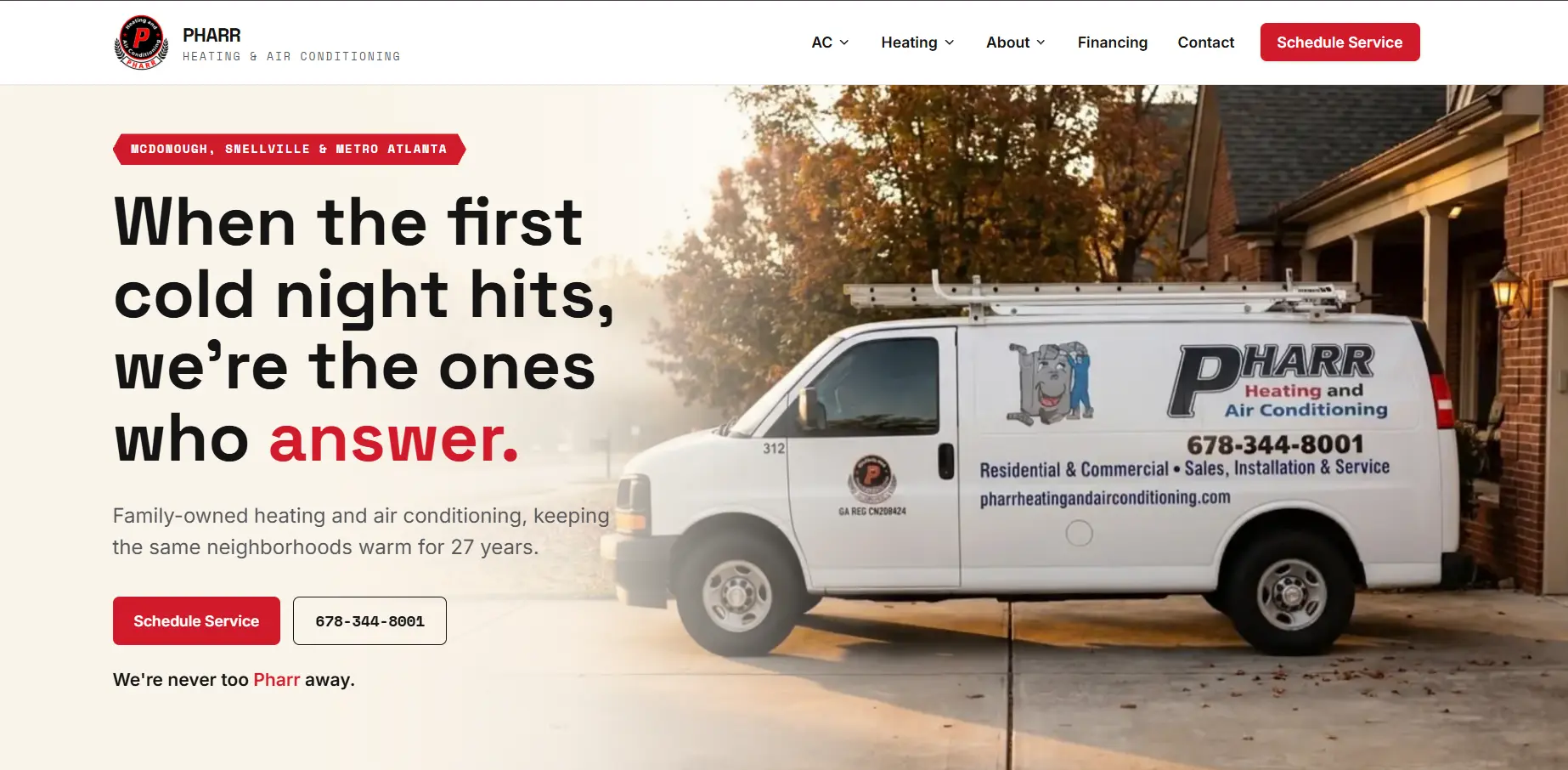 Pharr Heating & Air Conditioning website homepage