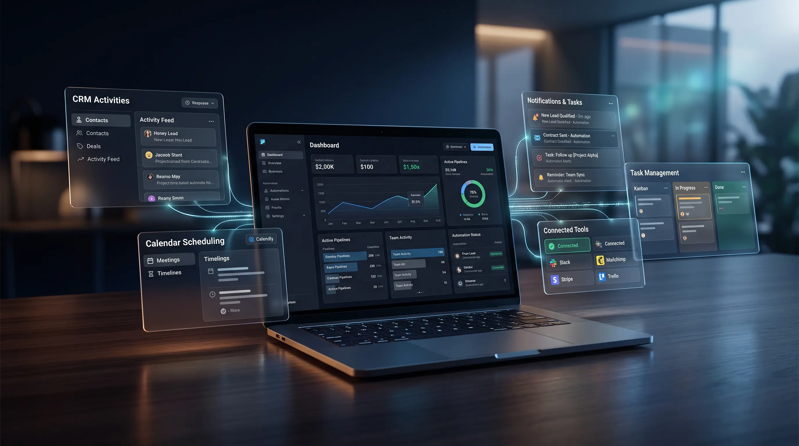 A website connected to CRM, appointment scheduling and inquiry notification tools