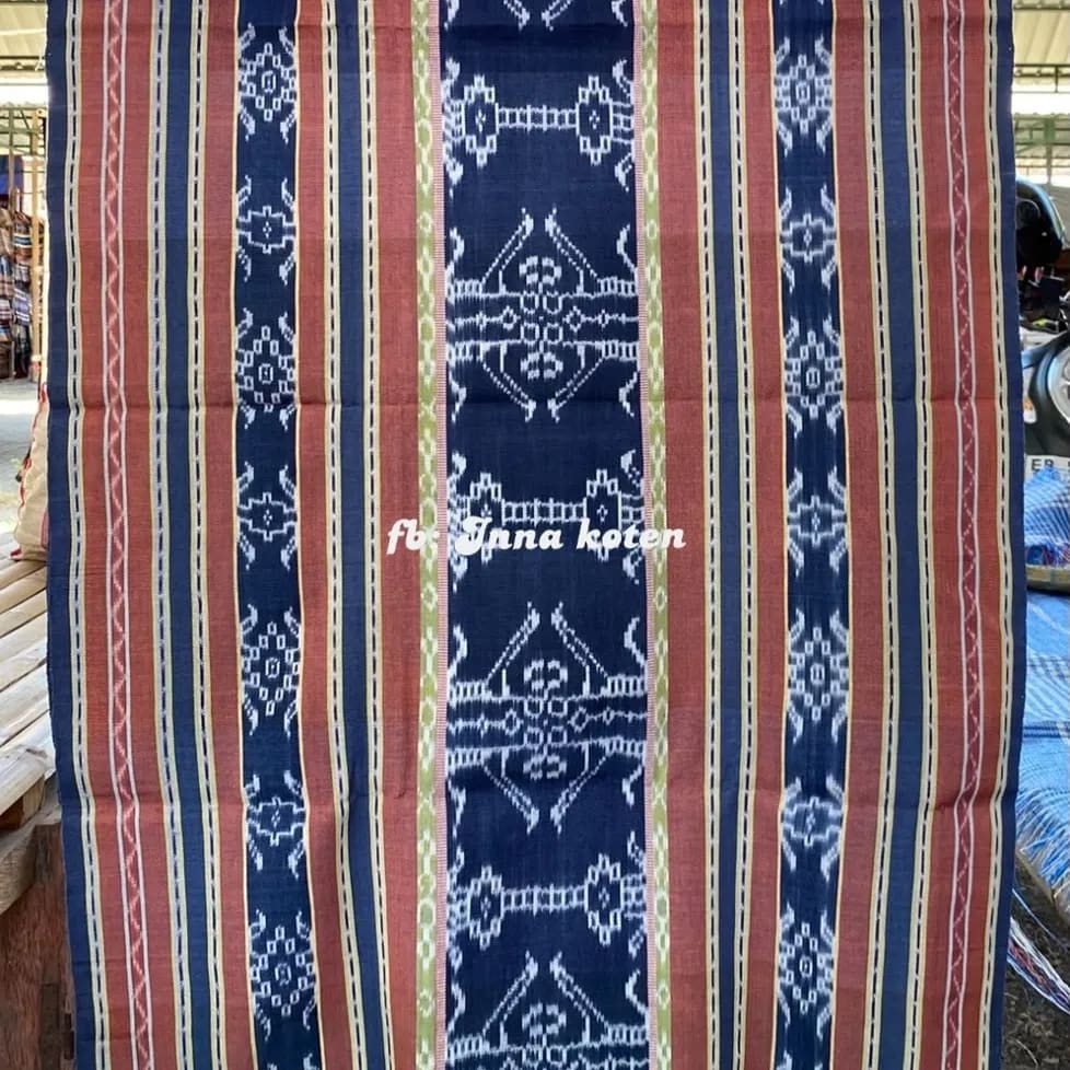 Sarung Tenun Alam Motif Geometris Biru Cokelat – SAIB007