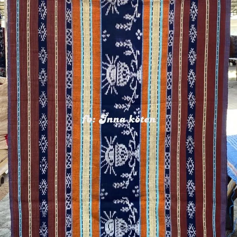 Sarung Tenun Alam Motif Ornamen Tradisional Cokelat Biru – SAIB021