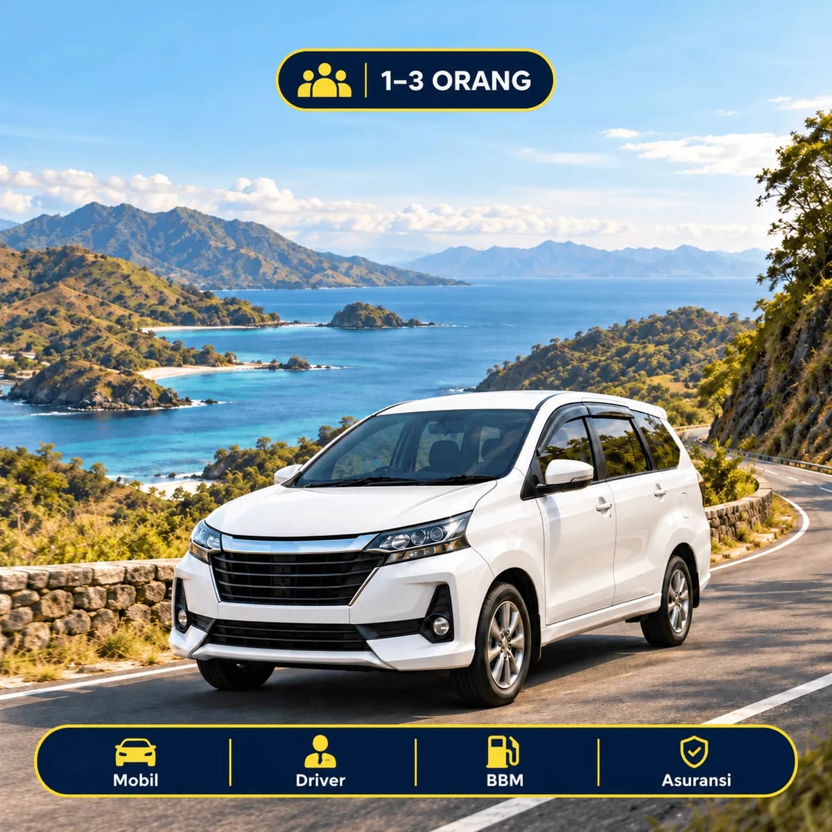 Sewa Mobil dengan Driver Maumere – 1–3 Orang