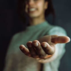 woman with beckoning hand