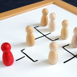 wooden pins to show leadership and management