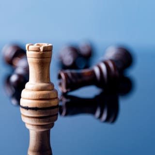 chess pieces on a blue background