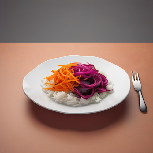 Kürbis-Zwiebel-Reis-Nudeln mit Frischkäse-Salat und Rote-Bete-Karotten ...