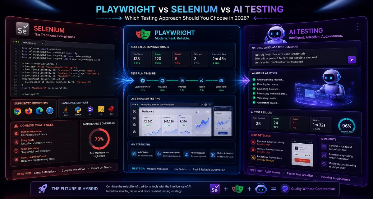 Playwright vs Selenium vs AI Testing: Which Testing Approach Should You Choose in 2026?