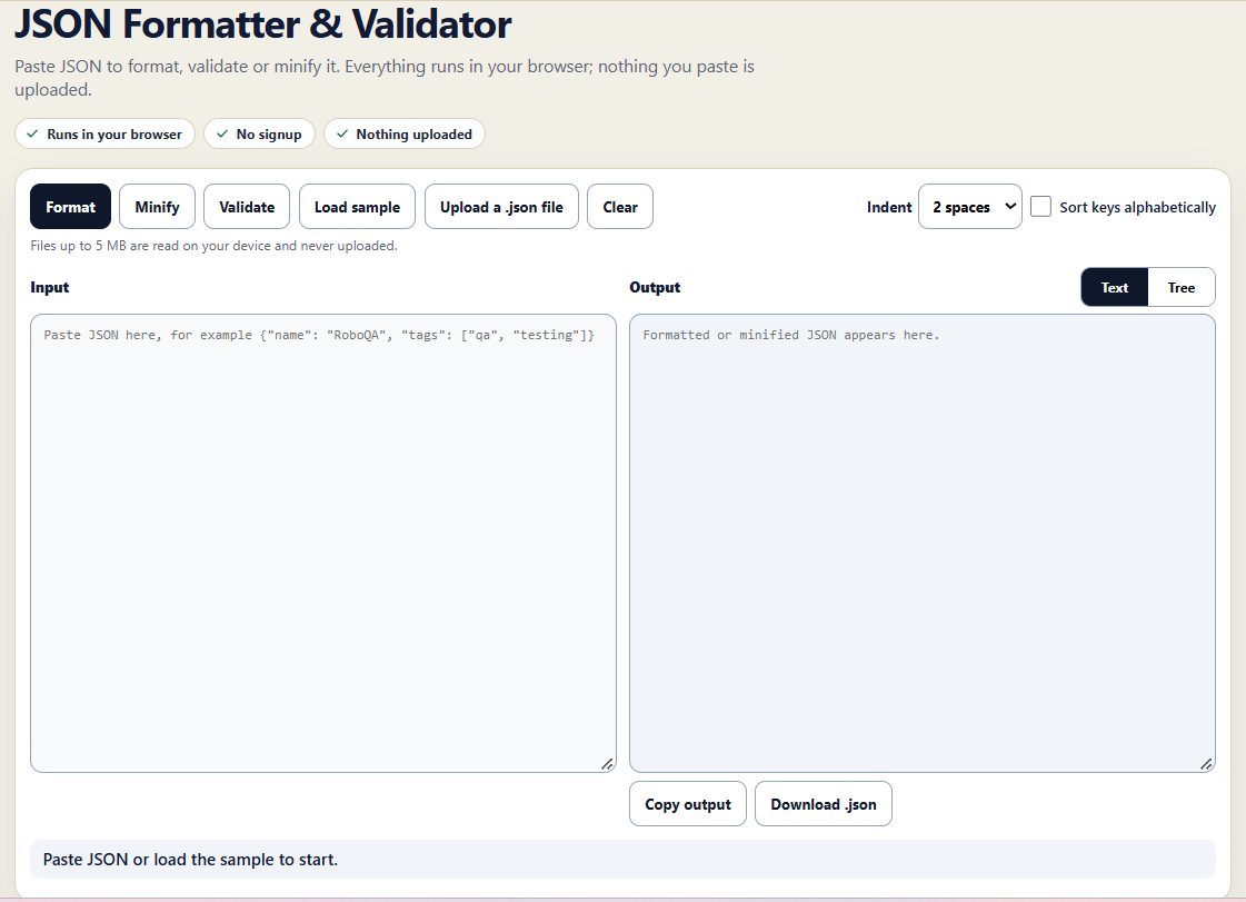 Free JSON Formatter and Validator Online