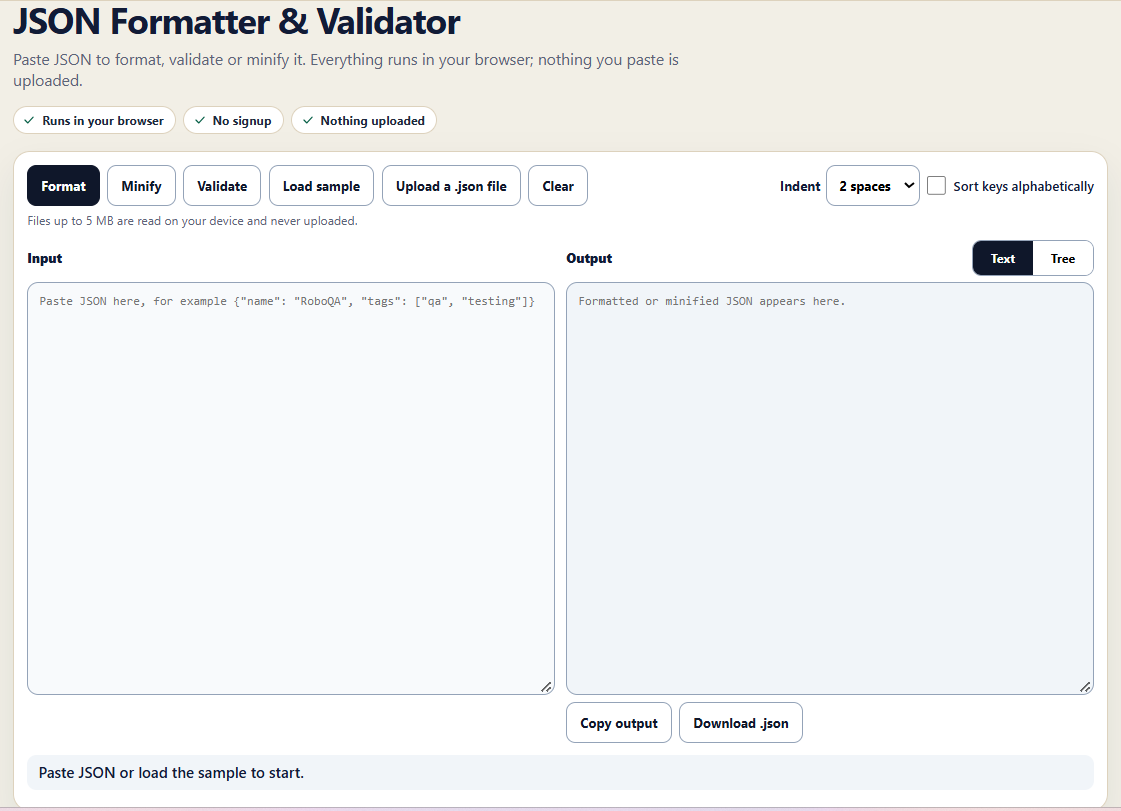 RoboQA RoboQA Free Formatter & Validator