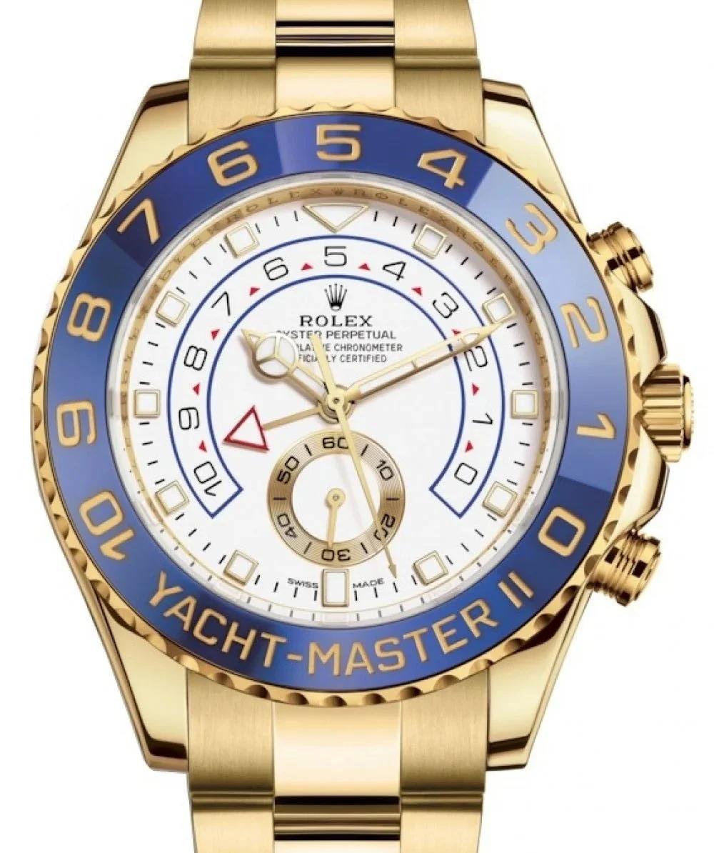 Rolex Yacht Master Ii Yellow Gold Matt White Mercedes Dial Ref 116688 715143