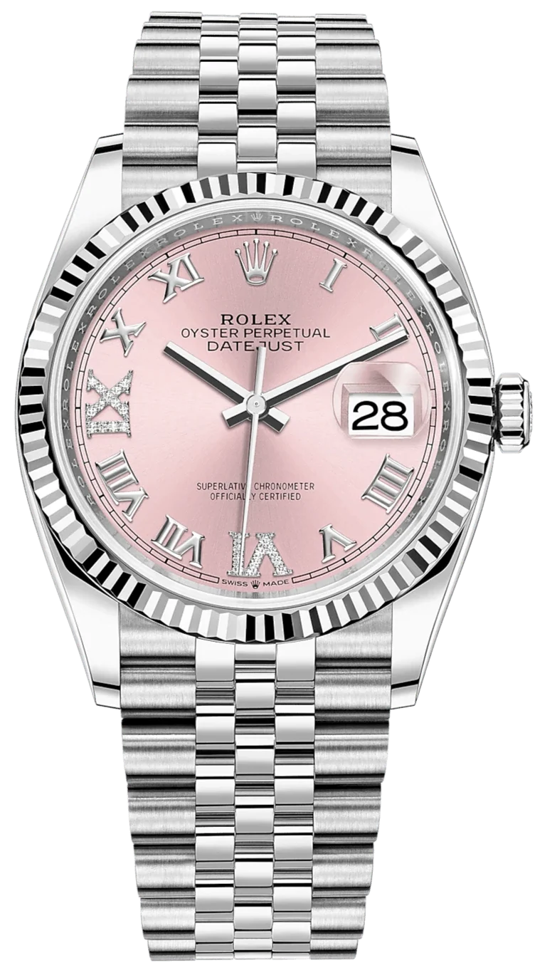 Rolex Datejust 36 Jubilee Pink Roman Dial Ladies Reference 126234 689665