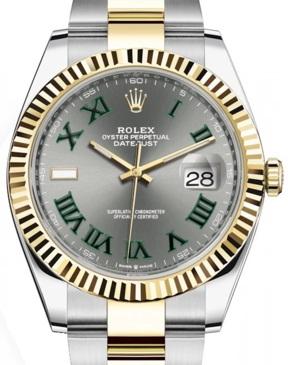 Datejust 41mm Wimbledon Two Tone Yellow Goldsteel Oyster Bracelet Fluted Bezel Ref 126333 831610