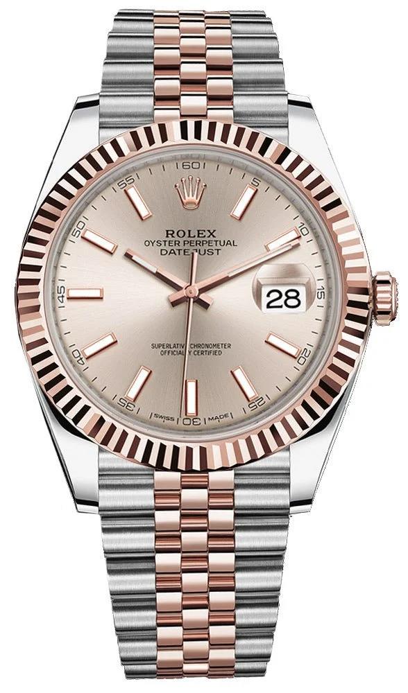 Partial Payment Towards Rolex Steel And Everose Rolesor Datejust 41 Watch Fluted Bezel Sundust Index Dial Jubilee Bracelet 126331 323116