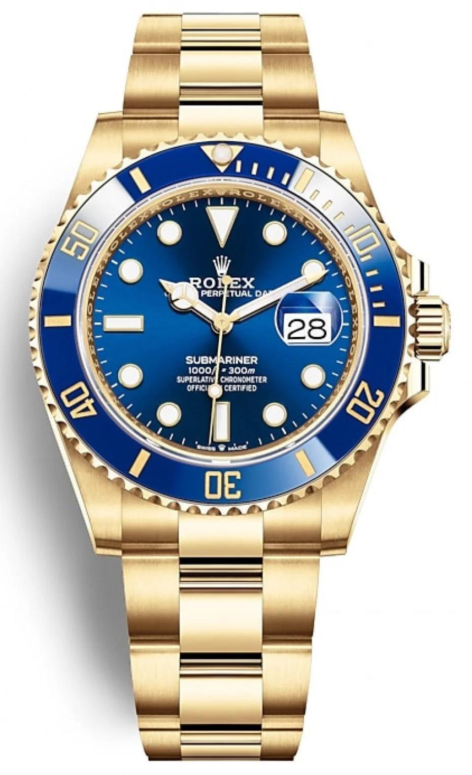 Rolex Yellow Gold Submariner Date Watch Blue Bezel Blue Dial Ref 126618lb 234426