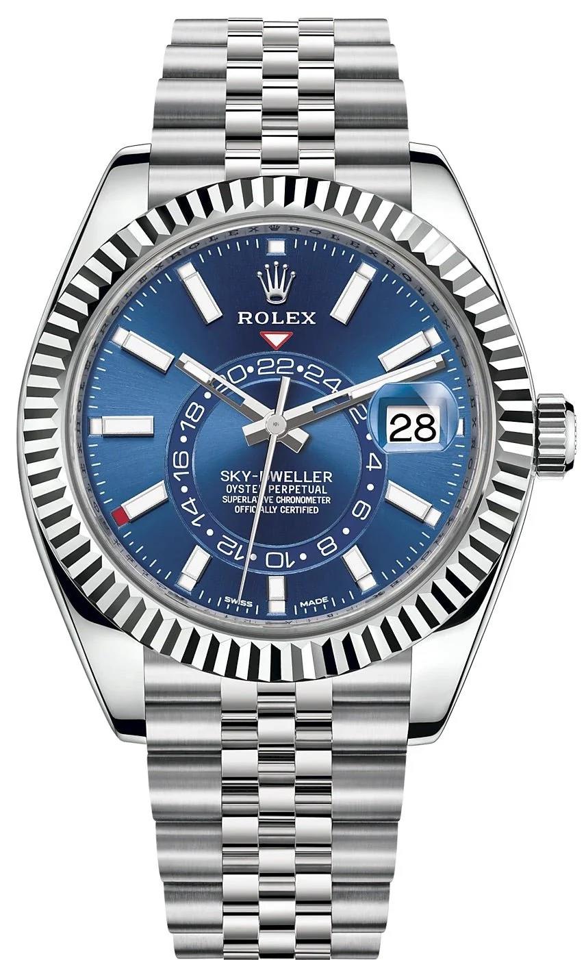 Rolex Sky Dweller White Rolesor Blue Index Dial Jubilee Bracelet Ref 326934 849926