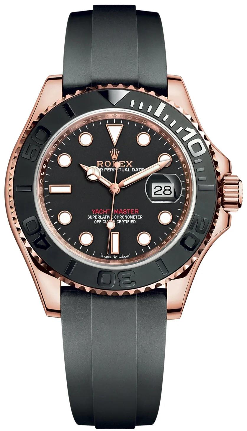 Rolex Yacht Master 40mm Rose Gold Black Dial Oysterflex Strap Ref 126655 741278