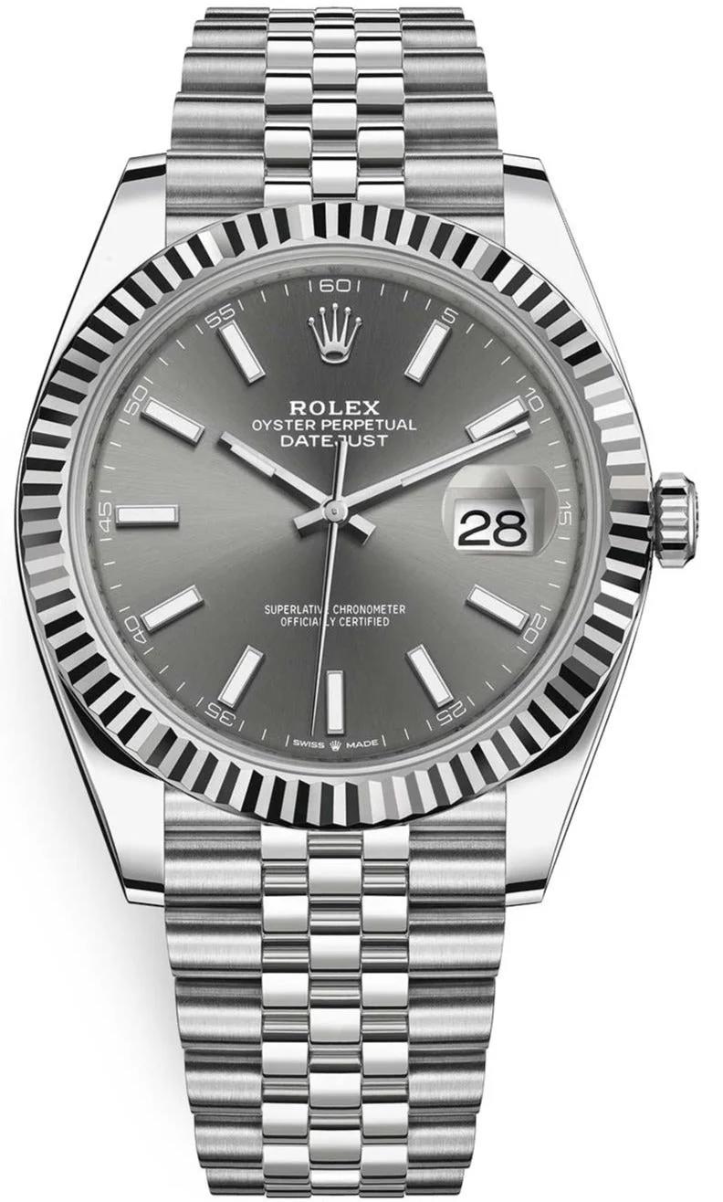 Rolex Datejust 41 Stainless Steel White Gold Dark Rhodium Index Dial Jubilee Bracelet Ref 126334 596886