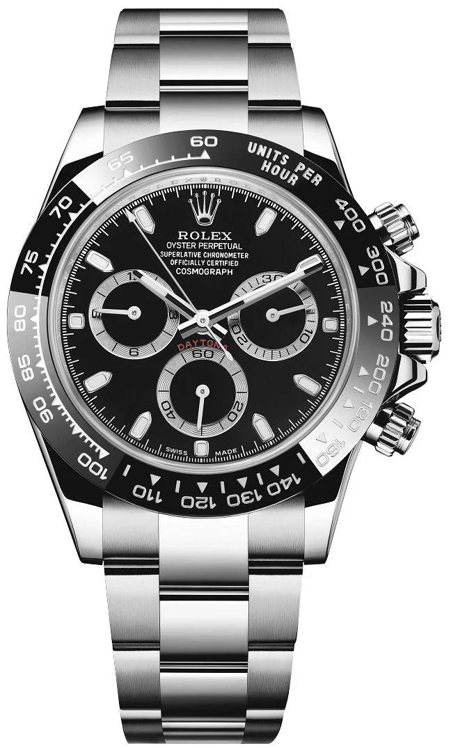 Rolex Daytona 40mm Stainless Steel Black Index Dial Ceramic Bezel Ref 116500ln 109901