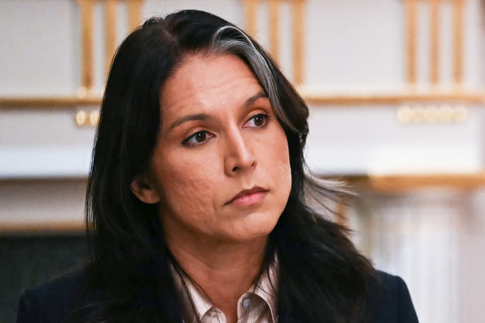 Director of National Intelligence Tulsi Gabbard during a Cabinet meeting in the Cabinet Room of the White House.