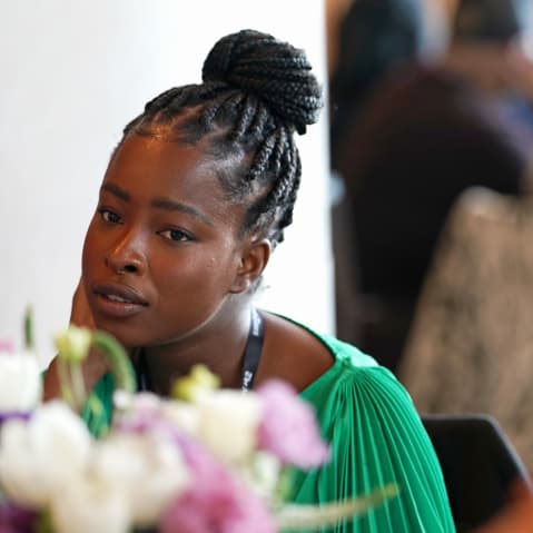 Amanda Gorman wearing green